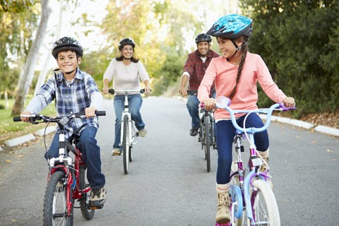 Group of residents on bikes